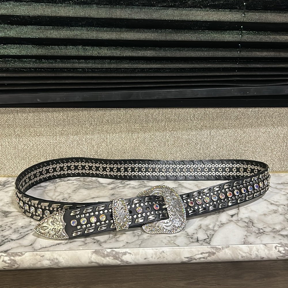 Nocona Women’s‎ Black Leather Rhinestone Floral Design Buckle N3432301 Size XL - Picture 4 of 8